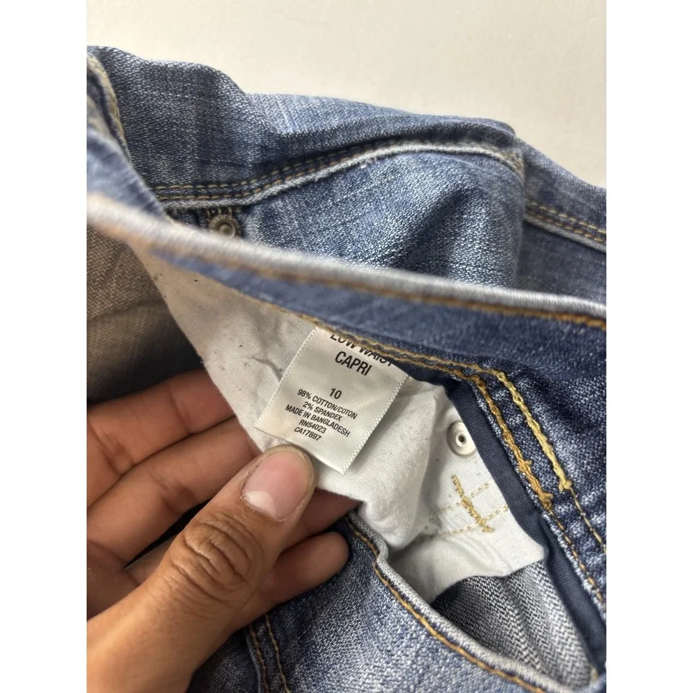 Old Navy Womens Size 10 Low Rise Stretch Capri Jeans Blue Cuffed Crop Denim